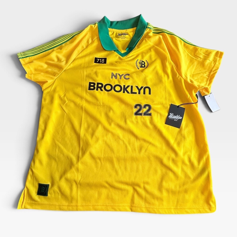 Brooklyn Cloth NYC 22 Soccer Jersey Yellow Green Men Medium New